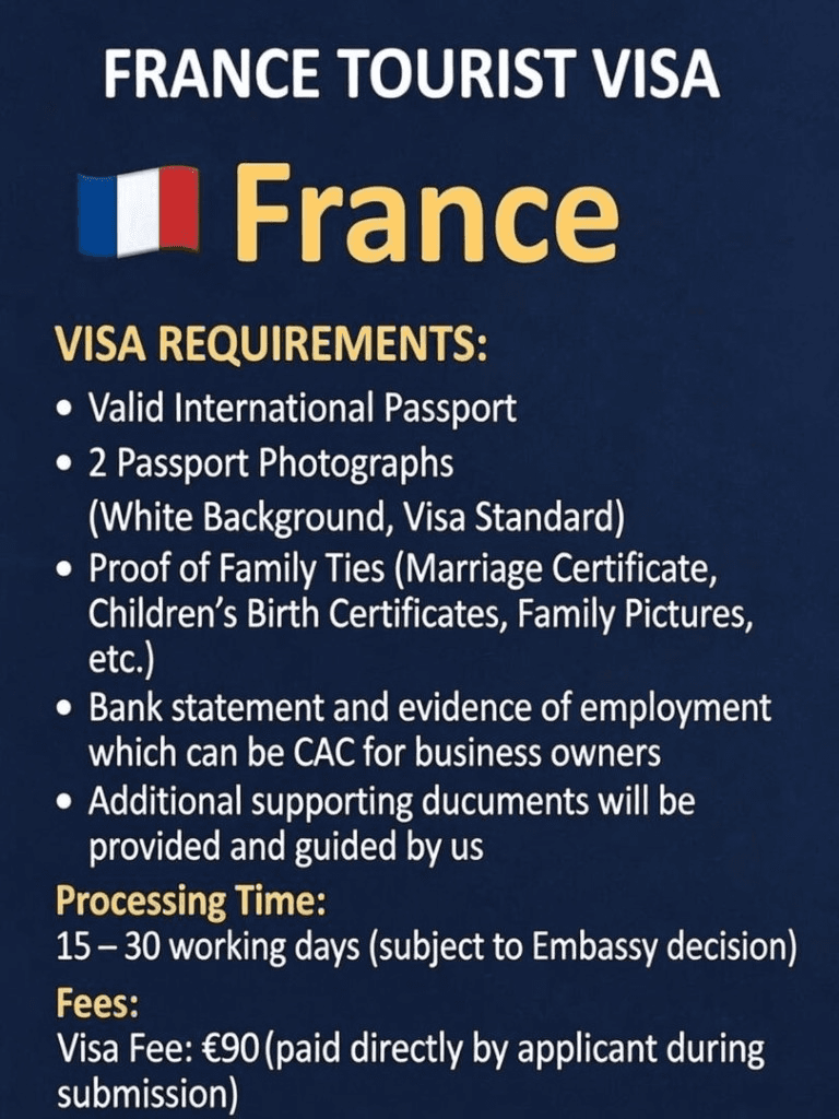 France Tourist Visa flyer