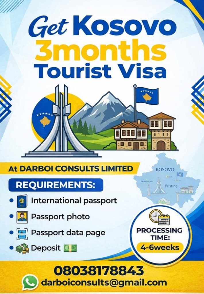 Kosovo 3-Month Tourist Visa flyer