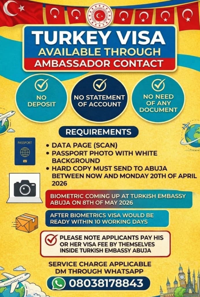 Turkey Visa — Ambassador Contact flyer